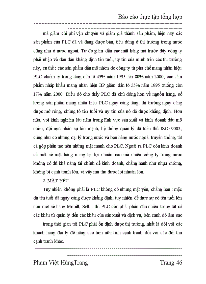 image for page Thực tập tổng hợp tại Công ty dầu nhờn Petrolimex