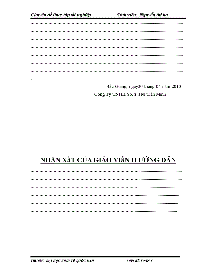 image for page Kế toán nguyên vật liệu tại Công ty TNHH SX$TM Một Thành Viên Tiến Minh