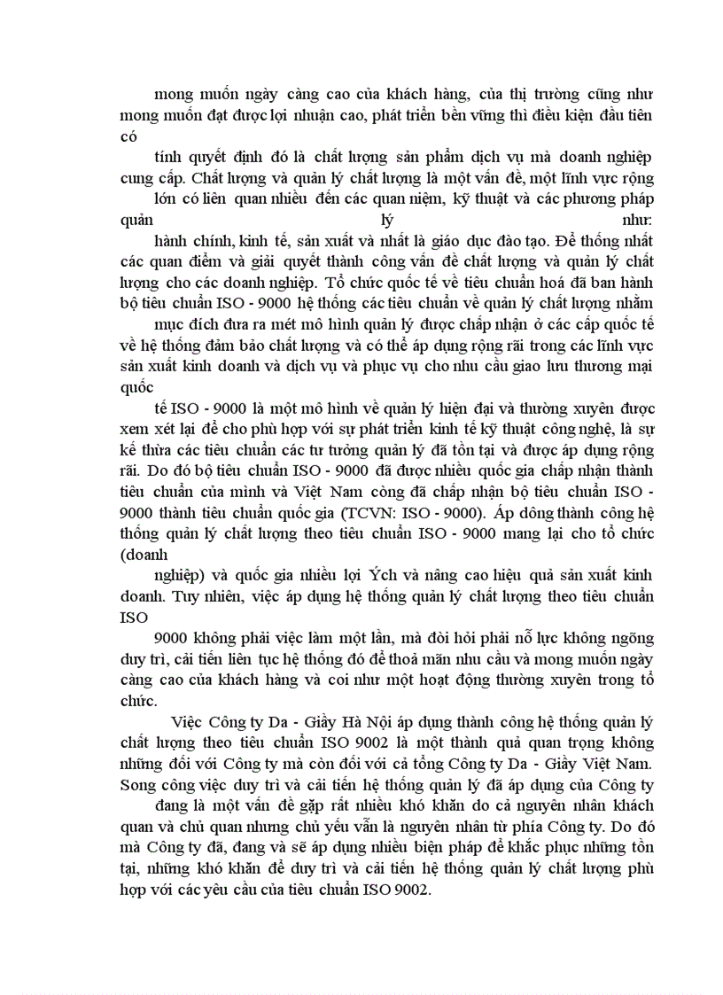 image for page Duy trì và cải tiến hệ thống quản lý chất lượng theo tiêu chuẩn ISO- 9002 tại Công ty da giày Hà Nội
