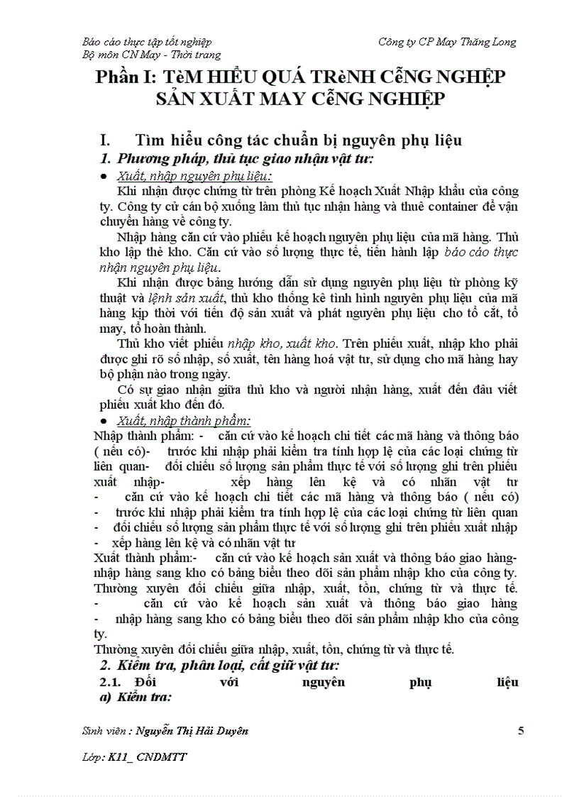 image for page Báo cáo về công ty May Thăng Long