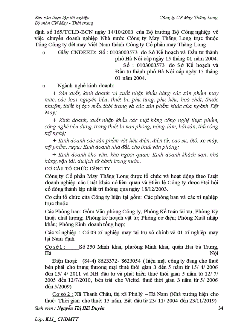 image for page Báo cáo về công ty May Thăng Long