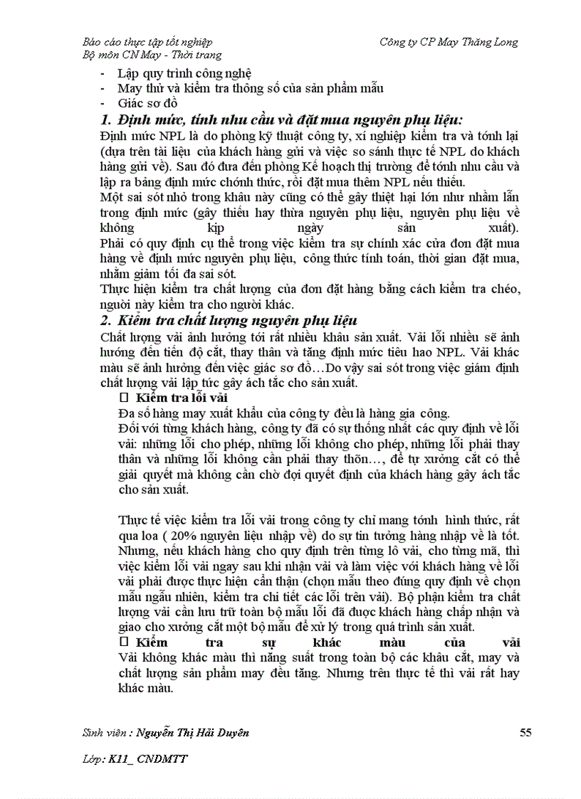 image for page Báo cáo về công ty May Thăng Long