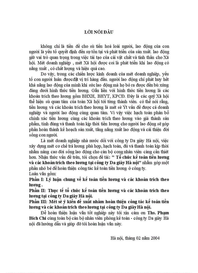 image for page Tổ chức kế toán tiền lương và các khoản trích theo lương tại công ty Da giày Hà nội