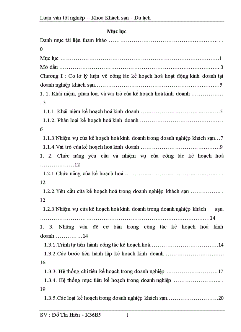 image for page Hoàn thiện công tác kế hoạch hoá hoạt động kinh doanh tại khách sạn Hoà Bình