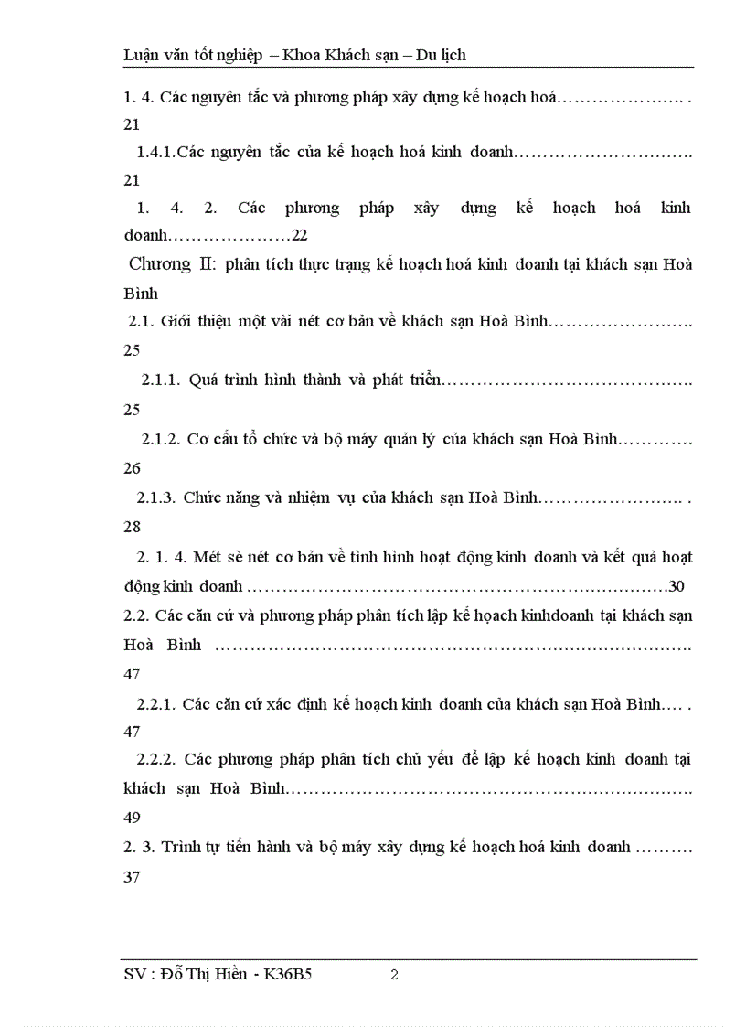 image for page Hoàn thiện công tác kế hoạch hoá hoạt động kinh doanh tại khách sạn Hoà Bình