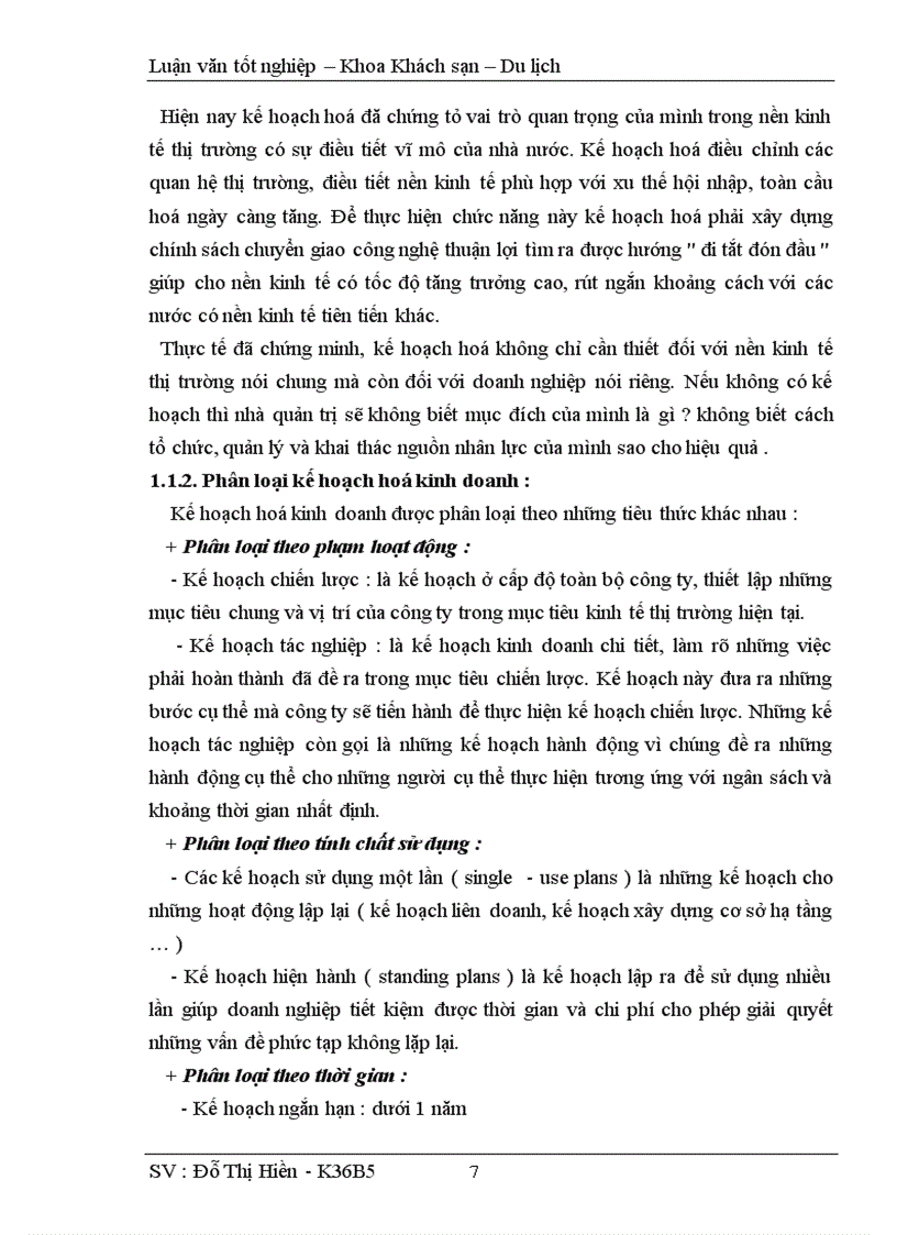 image for page Hoàn thiện công tác kế hoạch hoá hoạt động kinh doanh tại khách sạn Hoà Bình