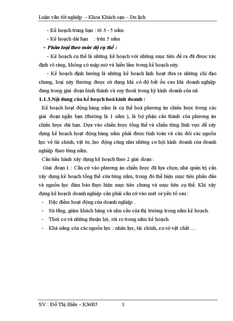 image for page Hoàn thiện công tác kế hoạch hoá hoạt động kinh doanh tại khách sạn Hoà Bình