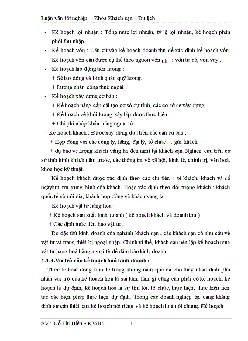 image for page Hoàn thiện công tác kế hoạch hoá hoạt động kinh doanh tại khách sạn Hoà Bình