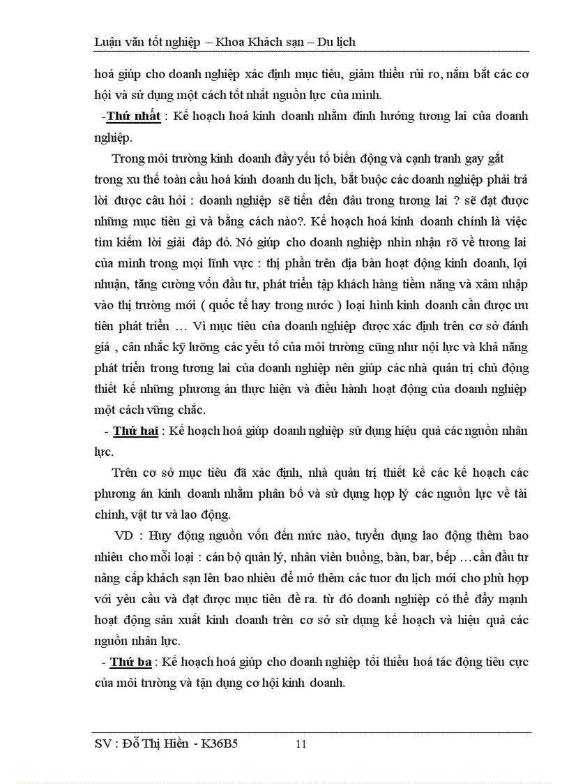 image for page Hoàn thiện công tác kế hoạch hoá hoạt động kinh doanh tại khách sạn Hoà Bình