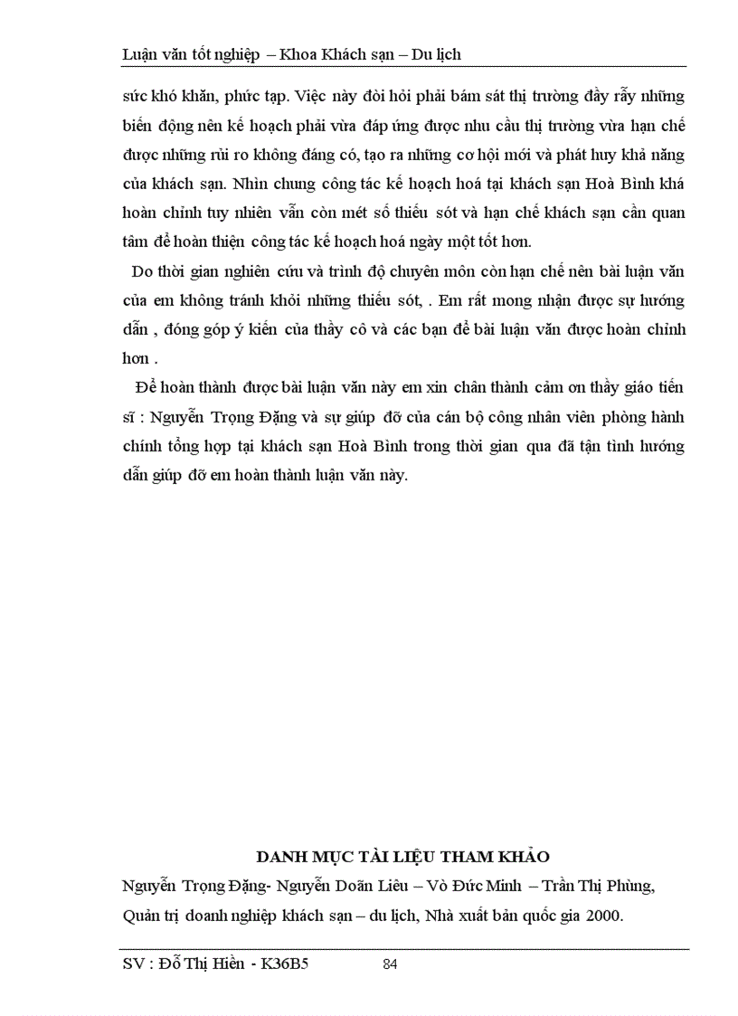 image for page Hoàn thiện công tác kế hoạch hoá hoạt động kinh doanh tại khách sạn Hoà Bình