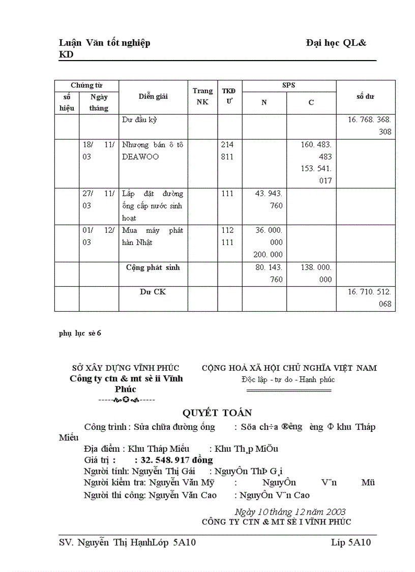 image for page Tổ chức kế toán và phân tích tình hình trang bị và sử dụng TSCĐ ở Công ty Cấp thoát nước và Môi trường số II - Vĩnh Phúc