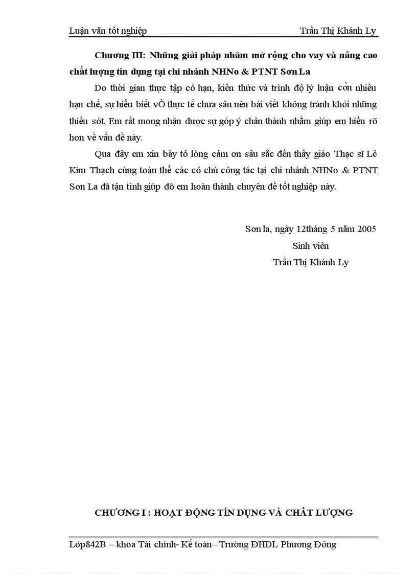 image for page Giải pháp mở rộng cho vay và nâng cao chất lượng tín dụng tại chi nhánh NHNo&PTNT Sơn La