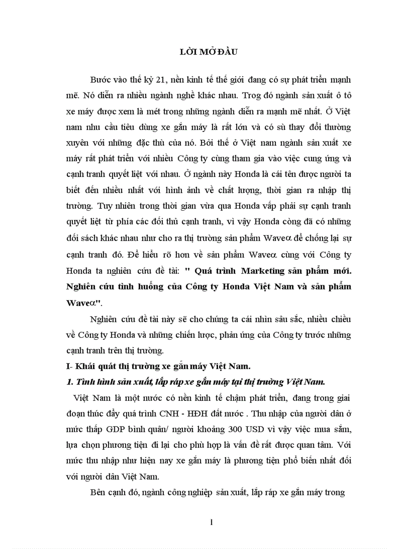 image for page Quá trình Marketing sản phẩm mới. Nghiên cứu tình huống của Công ty Honda Việt Nam và sản phẩm Wave