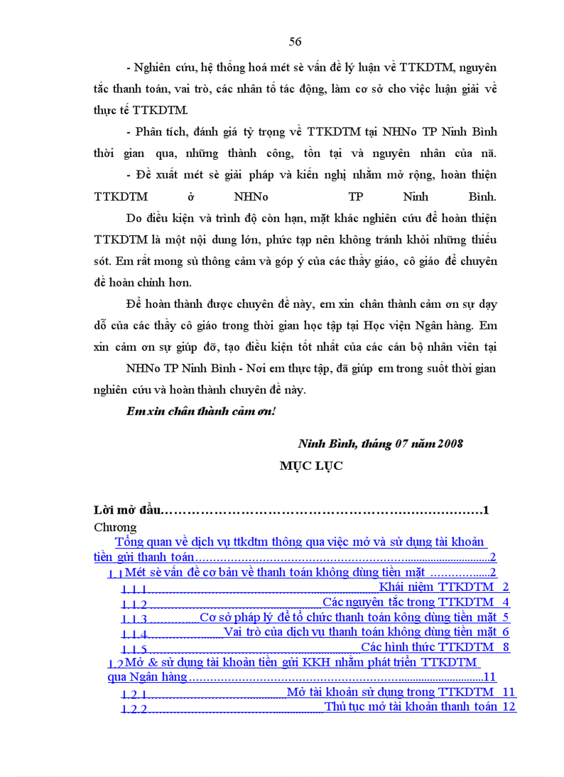 image for page Hoàn thiện và phát triển dịch vụ TTKDTM thông qua việc mở và sử dụng tài khoản tiền gửi thanh toán tại NHNo TP Ninh Bình