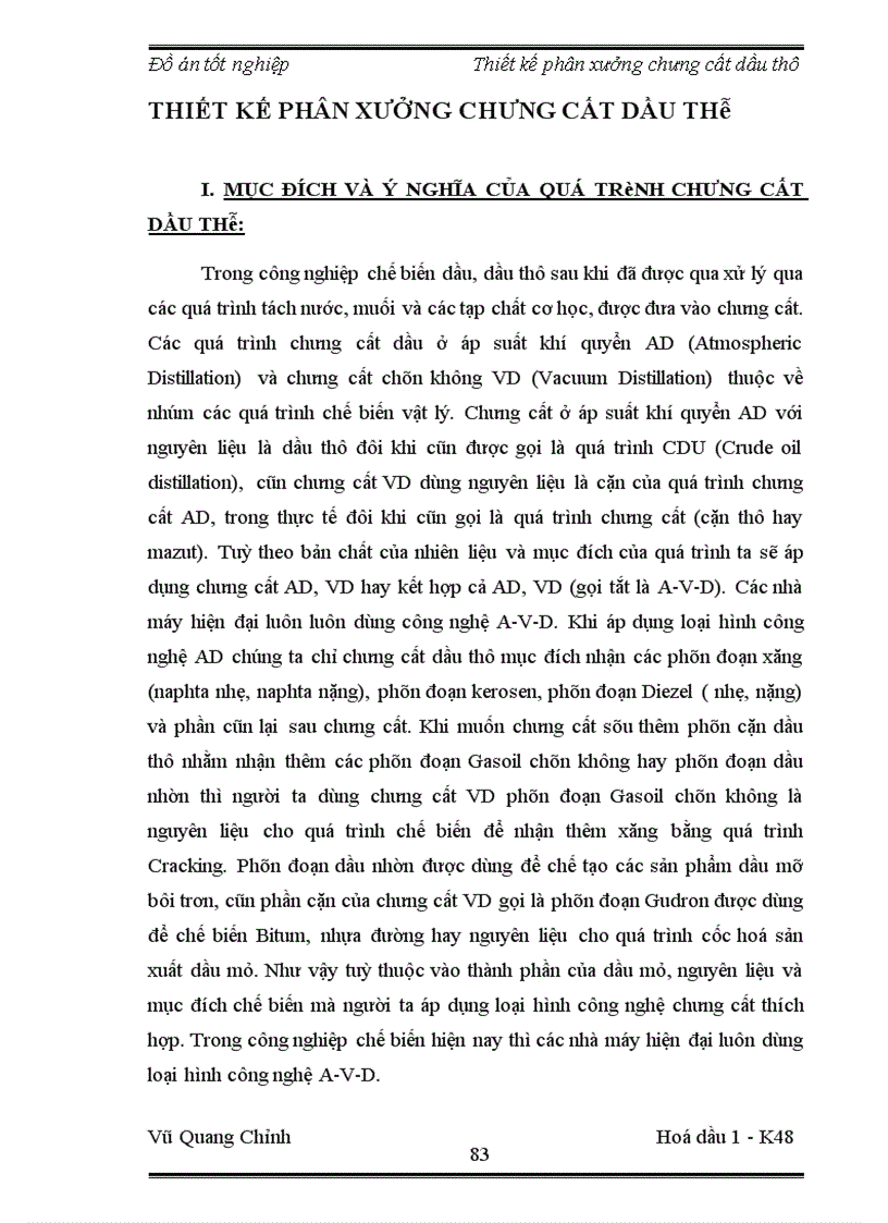 image for page Thiết kế phân xưởng chưng cất dầu thô