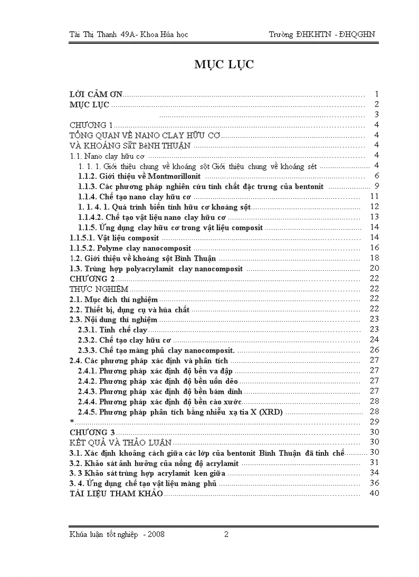 image for page Nghiên cứu chế tạo clay nanocomposit từ khoáng sét Bình Thuận, polyacrylamit và việc ứng dụng nó trong lĩnh vực màng phủ