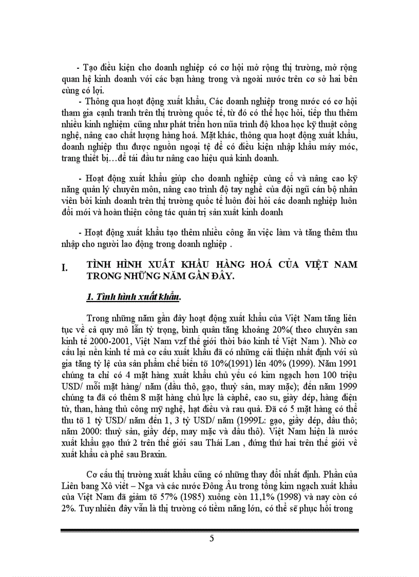 image for page Tình hình xuất khẩu hàng hoá của Việt Nam trong những năm gần đây.