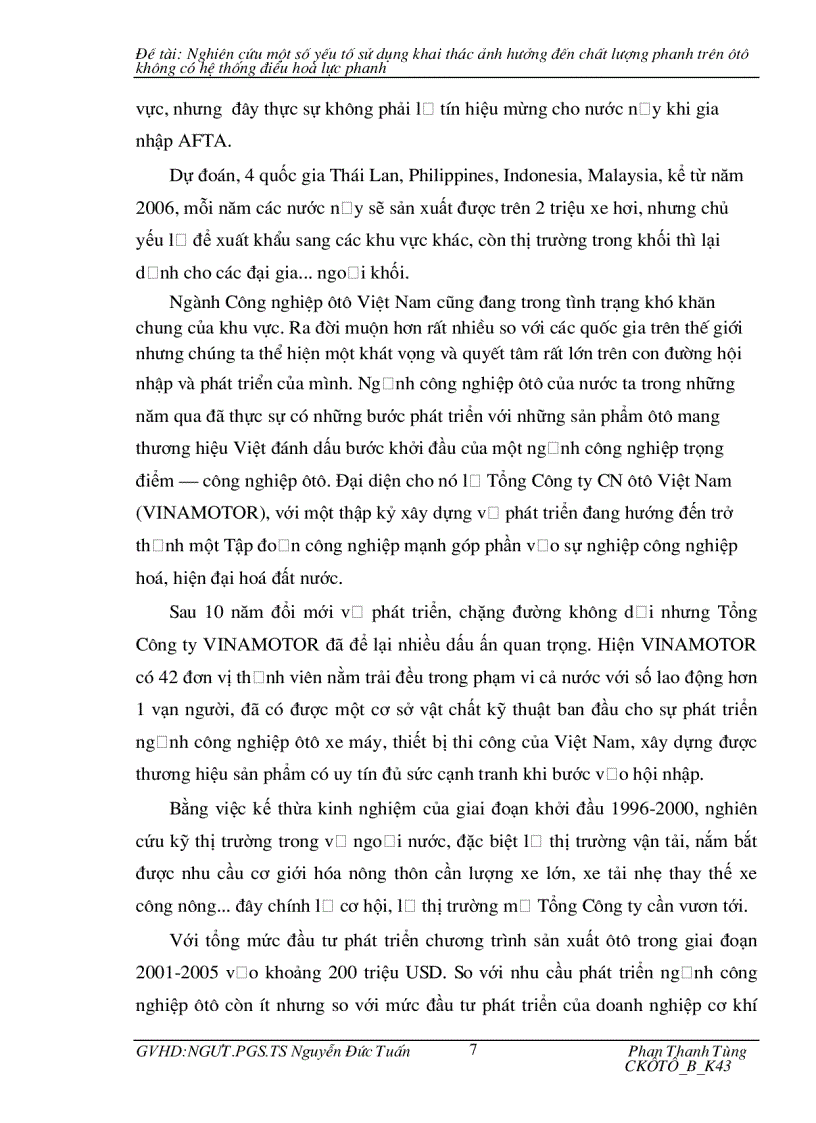 image for page Nghiên cứu một số yếu tố sử dụng khai thác ảnh hưởng đến chất lượng phanh trên ôtô không có hệ thống điều hoà lực phanh