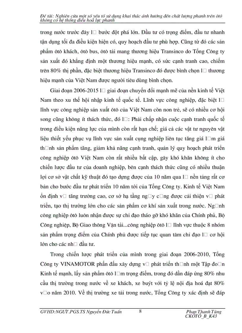 image for page Nghiên cứu một số yếu tố sử dụng khai thác ảnh hưởng đến chất lượng phanh trên ôtô không có hệ thống điều hoà lực phanh