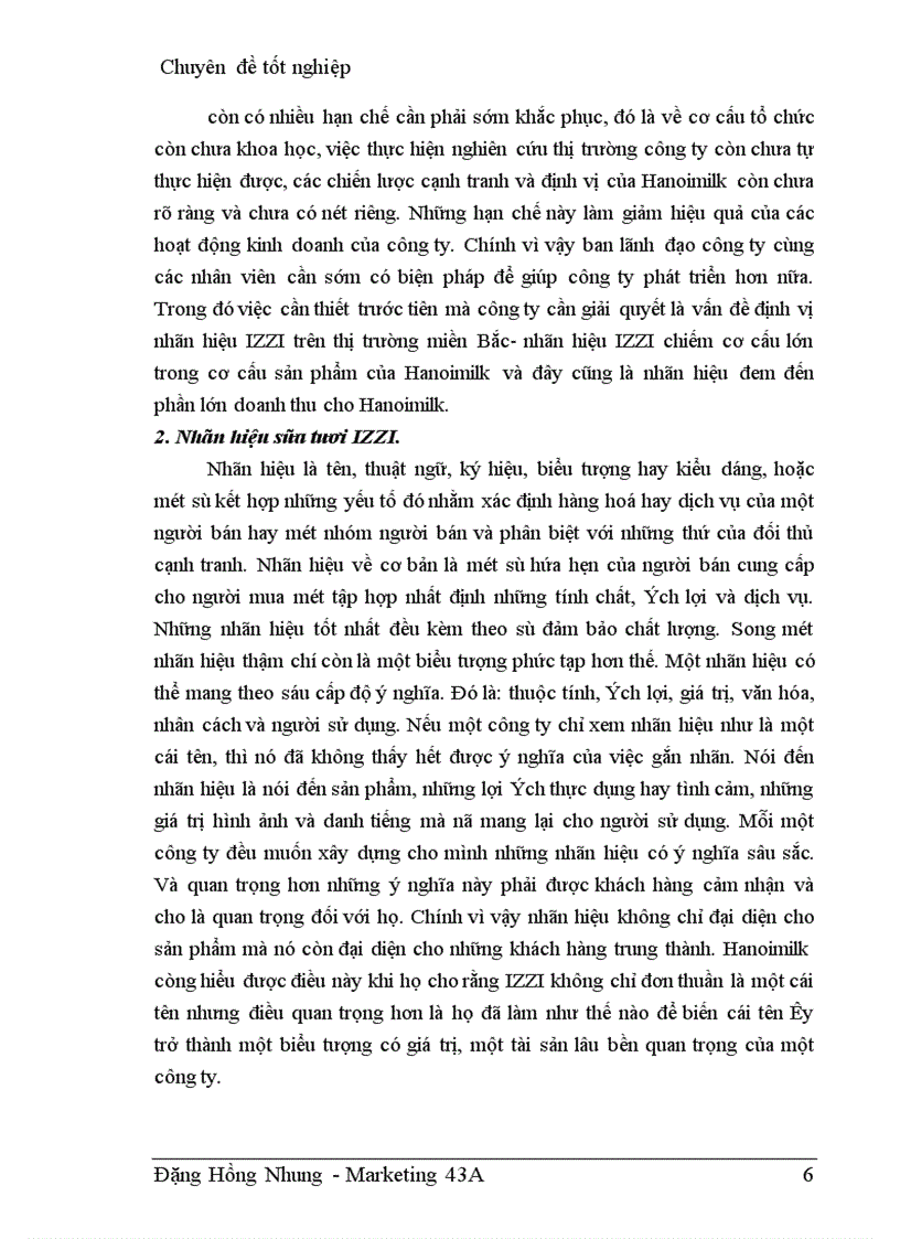 image for page Định vị nhãn hiệu sữa tươi IZZI trên thị trường miền Bắc