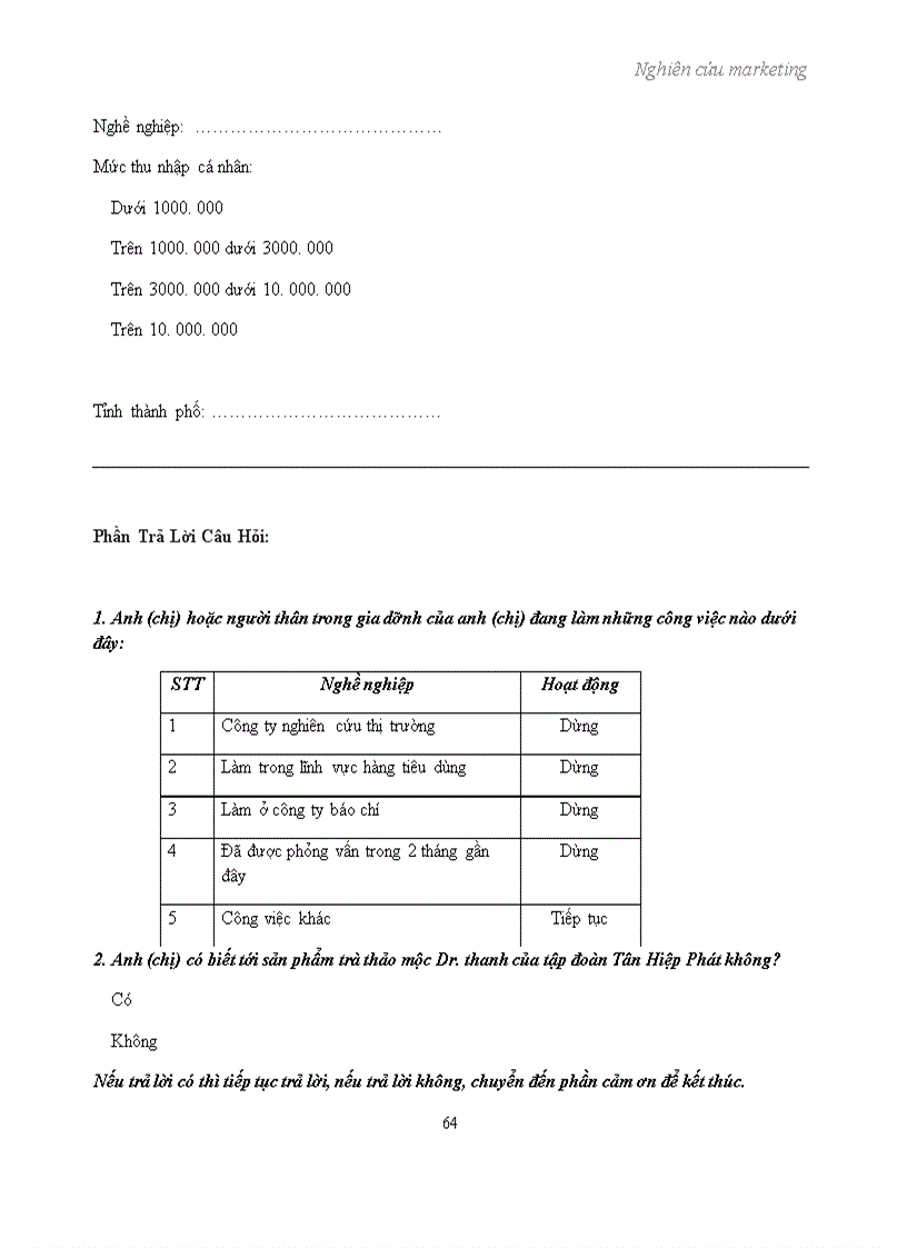 image for page Nghiên cứu marketing: xác định thái độ và phản ứng của khách hàng đối với sản phẩm trà thảo mộc Dr Thanh