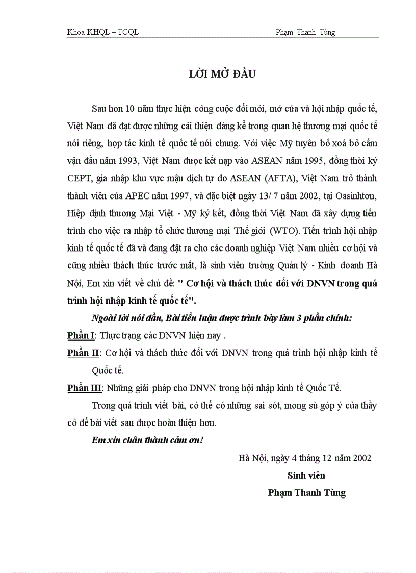 image for page Cơ hội và thách thức đối với DNVN trong quá trình hội nhập kinh tế quốc tế