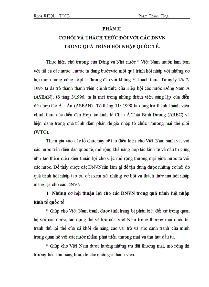 image for page Cơ hội và thách thức đối với DNVN trong quá trình hội nhập kinh tế quốc tế