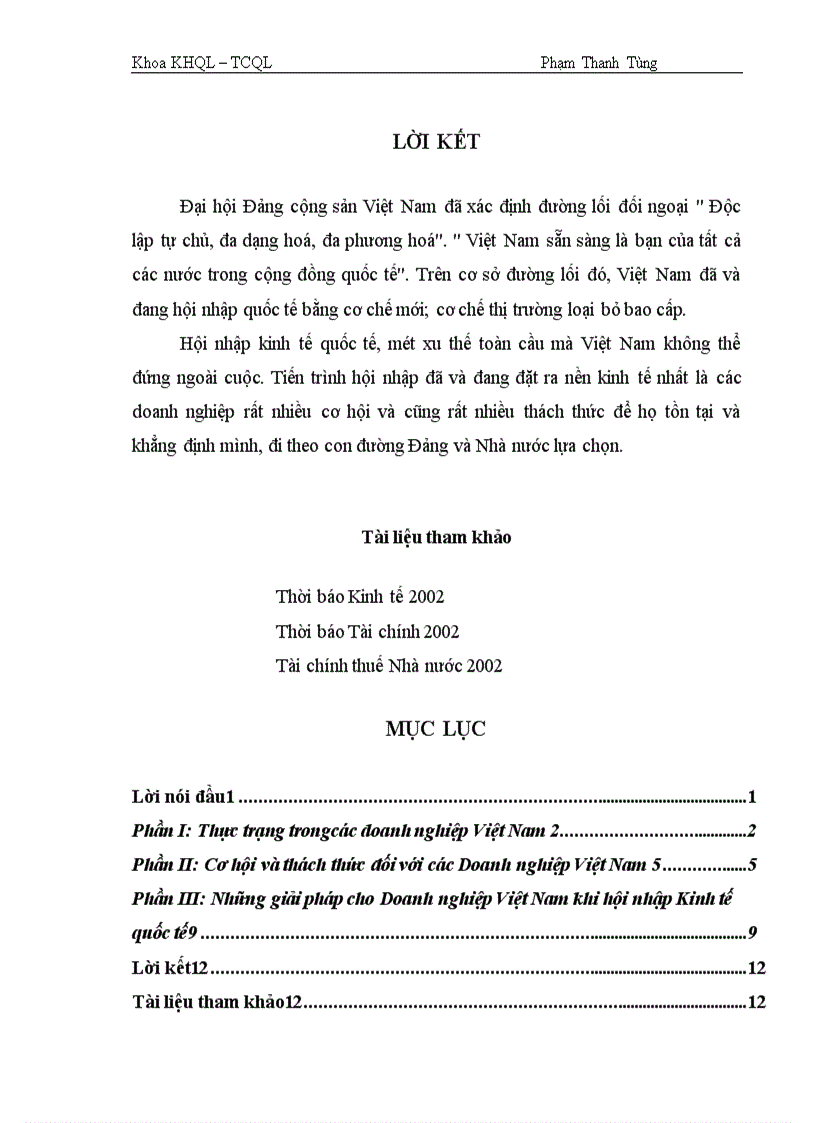 image for page Cơ hội và thách thức đối với DNVN trong quá trình hội nhập kinh tế quốc tế