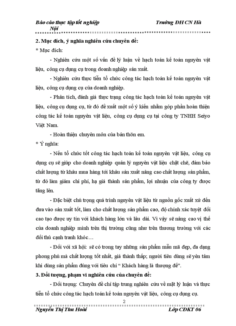 image for page Tổ chức công tác Hạch toán kế toán nguyên vật liệu, công cụ dụng cụ tại công ty Trách nhiệm hữu hạn Seiyo Việt Nam