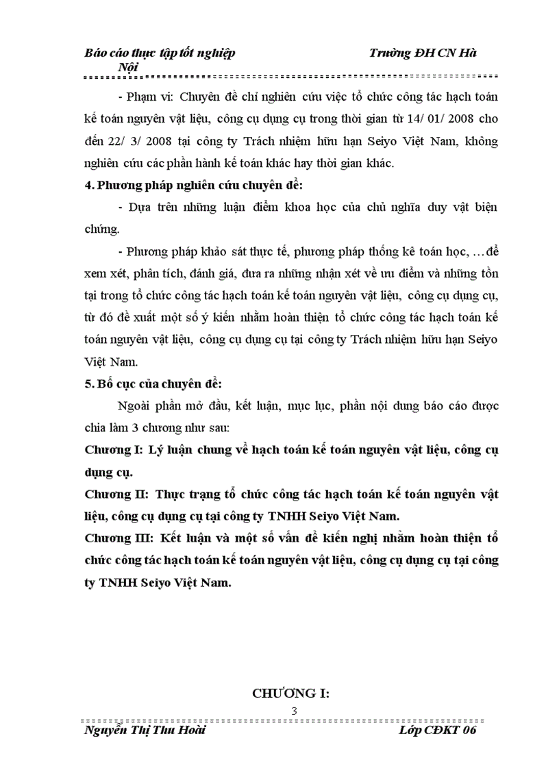 image for page Tổ chức công tác Hạch toán kế toán nguyên vật liệu, công cụ dụng cụ tại công ty Trách nhiệm hữu hạn Seiyo Việt Nam