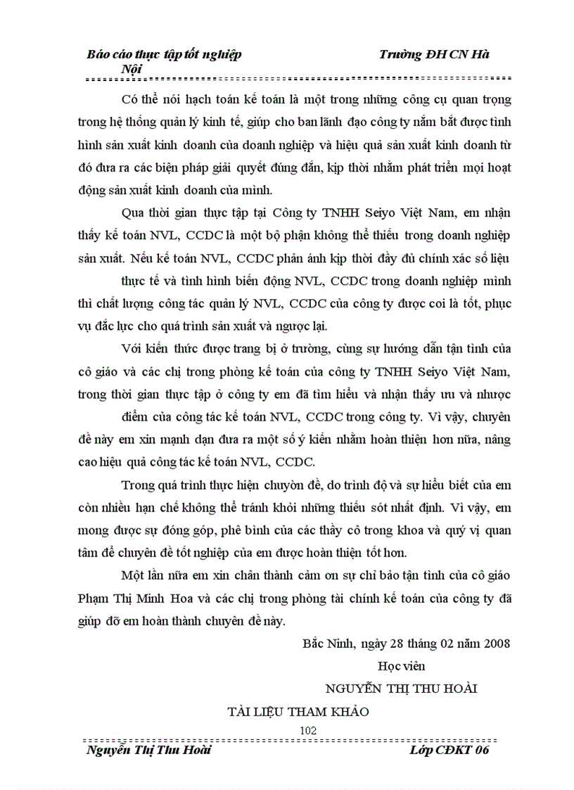 image for page Tổ chức công tác Hạch toán kế toán nguyên vật liệu, công cụ dụng cụ tại công ty Trách nhiệm hữu hạn Seiyo Việt Nam