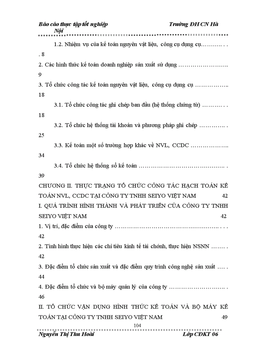 image for page Tổ chức công tác Hạch toán kế toán nguyên vật liệu, công cụ dụng cụ tại công ty Trách nhiệm hữu hạn Seiyo Việt Nam