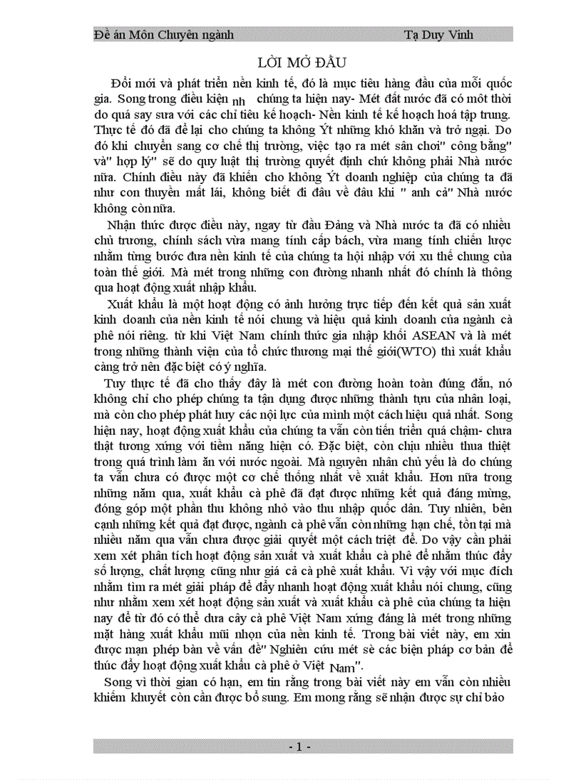 image for page Nghiên cứu một số các biện pháp cơ bản để thúc đẩy hoạt động xuất khẩu cà phê ở Việt Nam