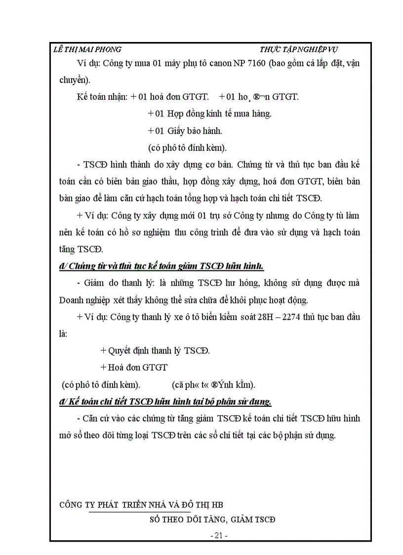 image for page Kế toán tài sản cố định hữu hình ở Công ty THNN một thành viên Đầu tư phát triển nhà và Đô thị Hoà Bình