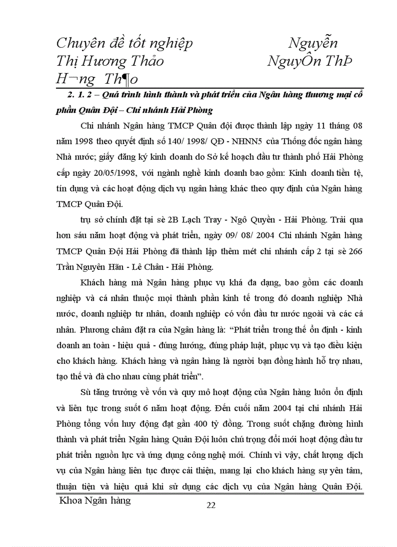 image for page Hoạt động huy động vốn tại Ngân hàng Thương mại Cổ phần Quân đội chi nhánh Hải Phòng - thực trạng và giải pháp