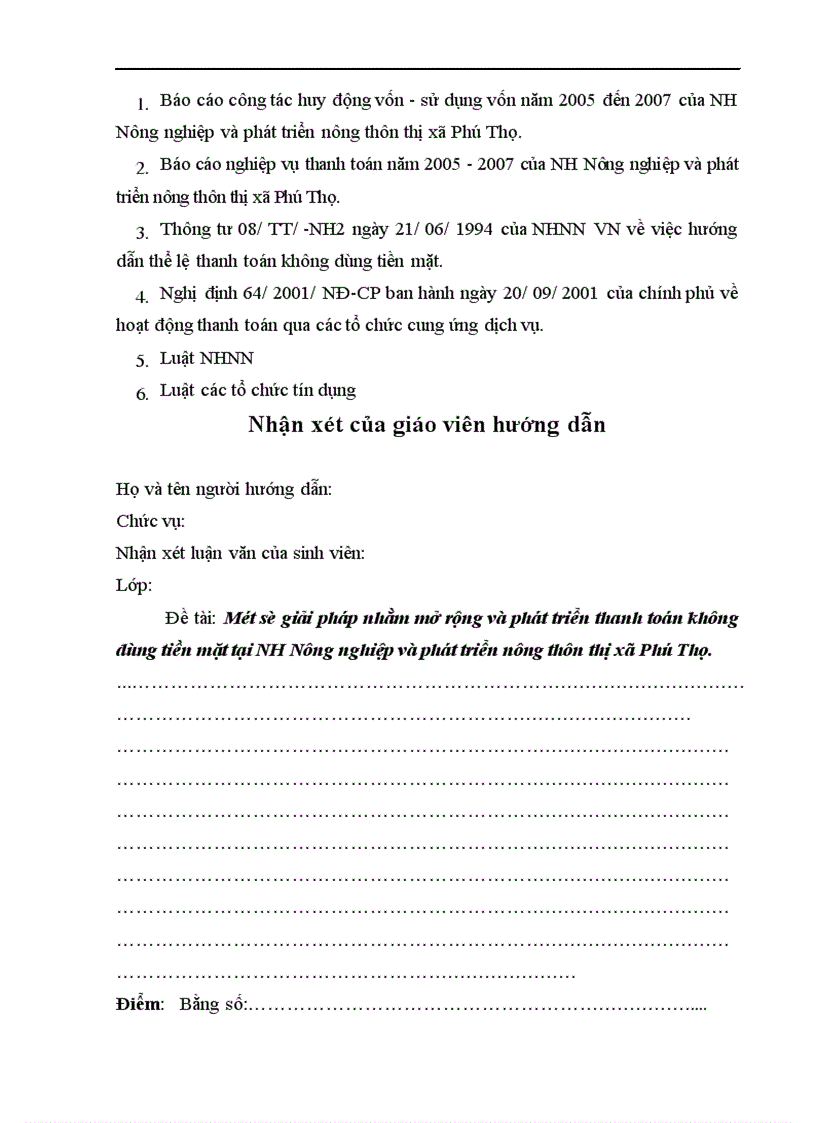 image for page Một số giải pháp nhằm mở rộng và phát triển hoạt động thanh toán không dùng tiền mặt tại chi nhánh Ngân hàng nông nghiệp và phát triển nông thôn thị xã Phú Thọ tỉnh Phú Thọ