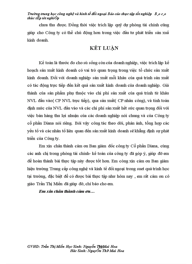 image for page Báo cáo về công ty Cổ phần Diana.