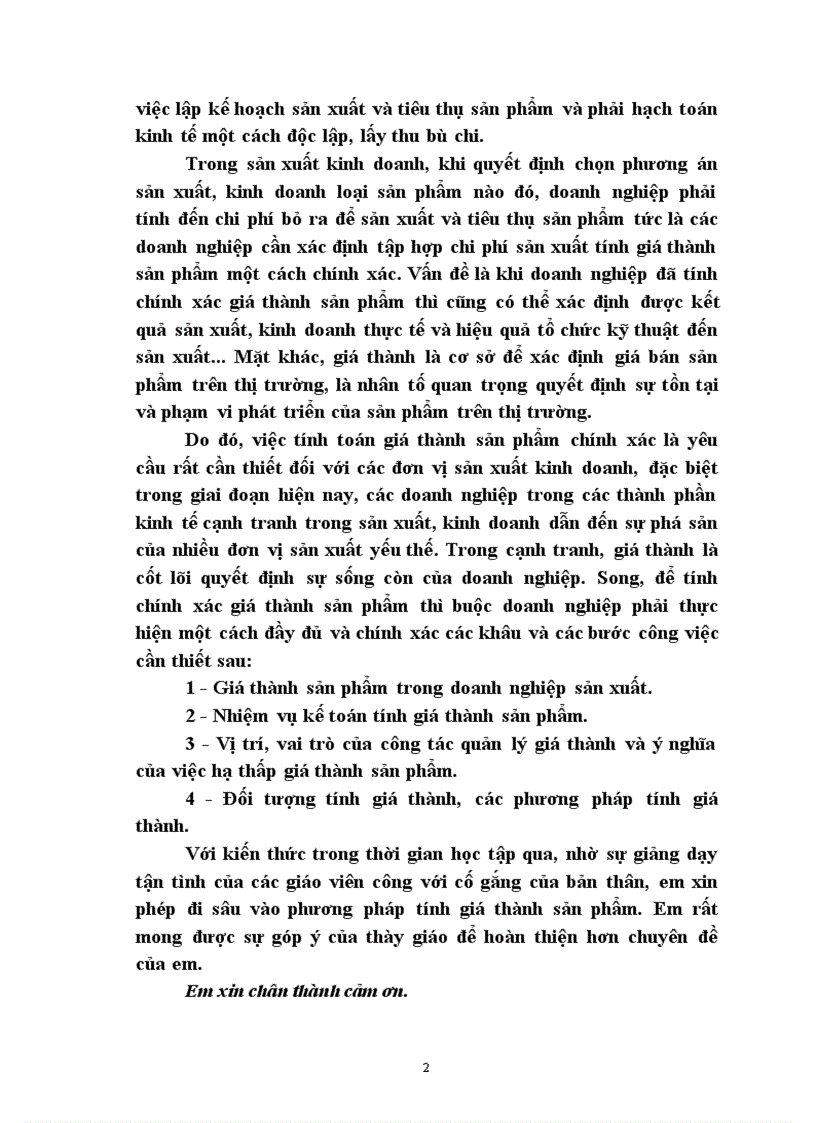 Phương pháp tính giá thành sản phẩm