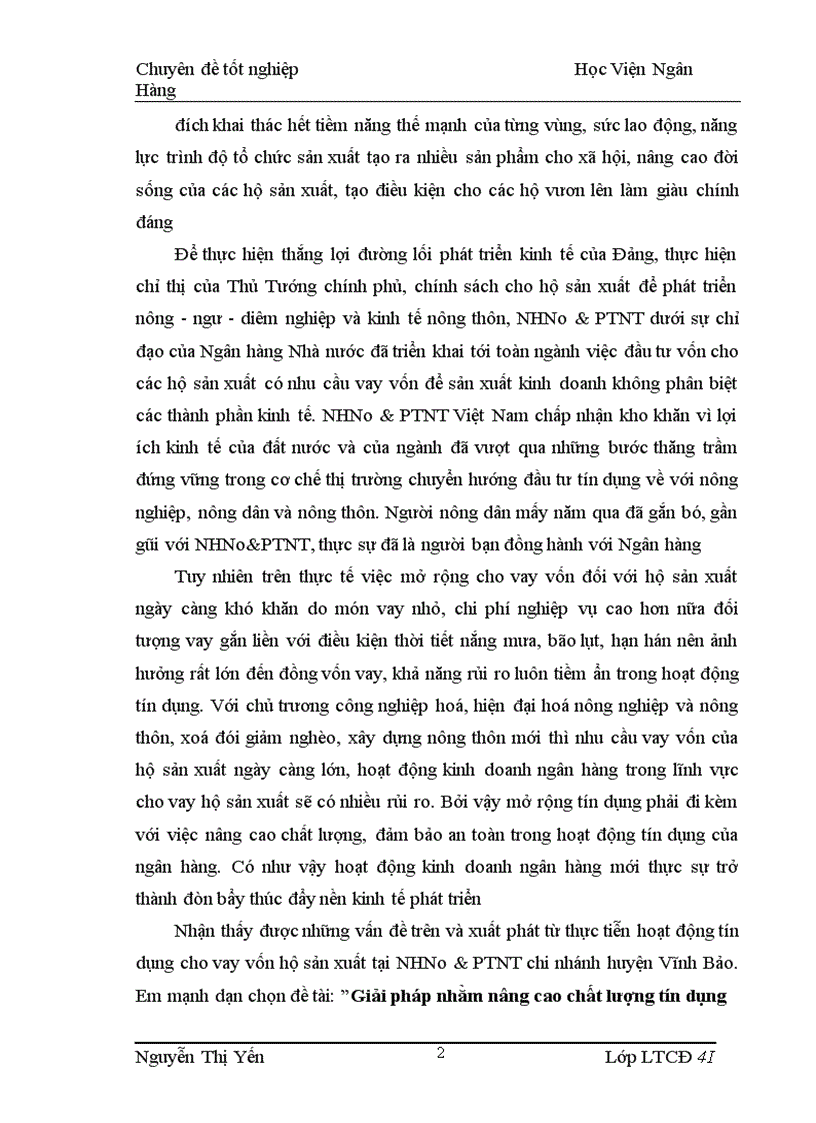 image for page Giải pháp nhằm nâng cao chất lượng tín dụng hộ sản xuất tại NHNo&PTNT chi nhánh huyện Vĩnh Bảo