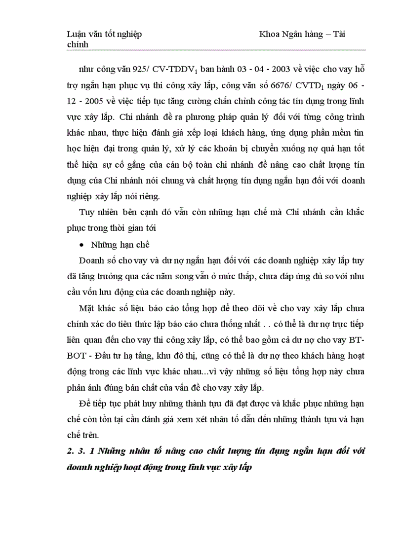 image for page Nâng cao chất lượng tín dụng ngắn hạn đối với doanh nghiệp hoạt động trong lĩnh vực xây lắp tại Chi nhánh Ngân hàng Đầu tư và Phát triển Cầu Giấy