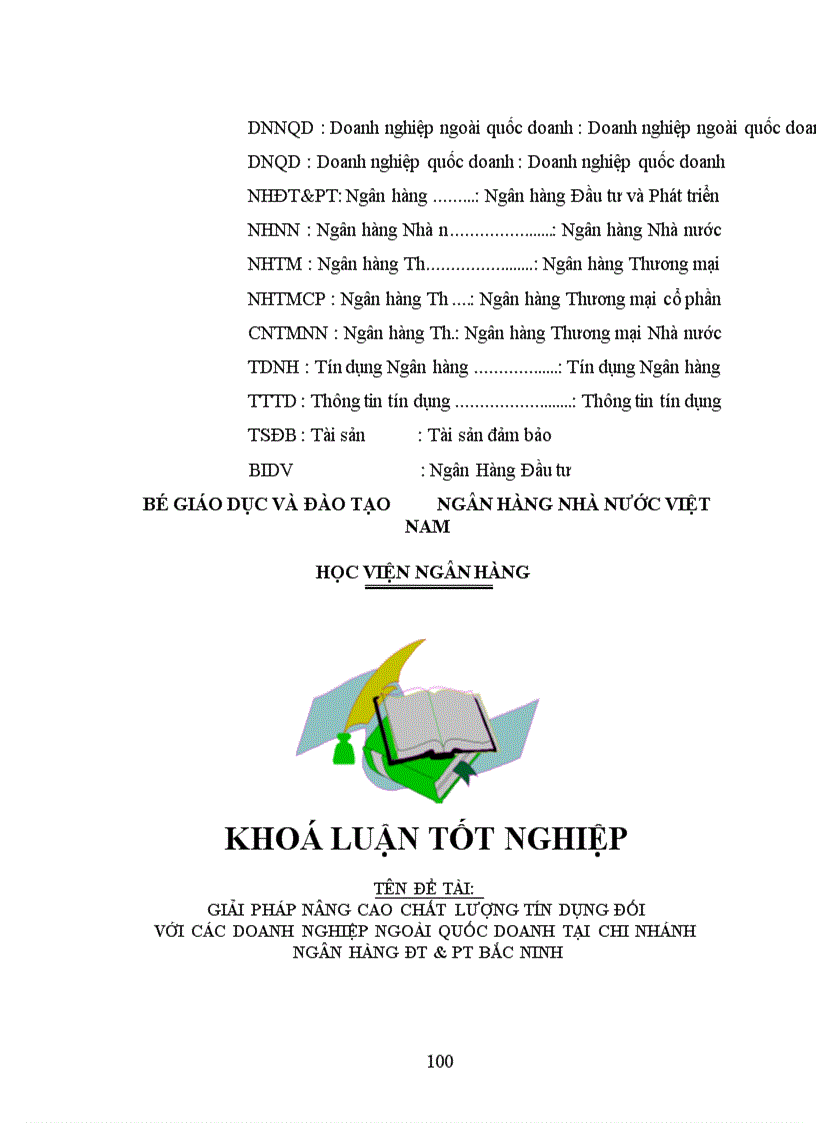 image for page Giải pháp nâng cao chất lượng tín dụng đối với các doanh nghiệp ngoài quốc doanh tại chi nhánh ngân hàng đầu tư và phát triển Bắc Ninh
