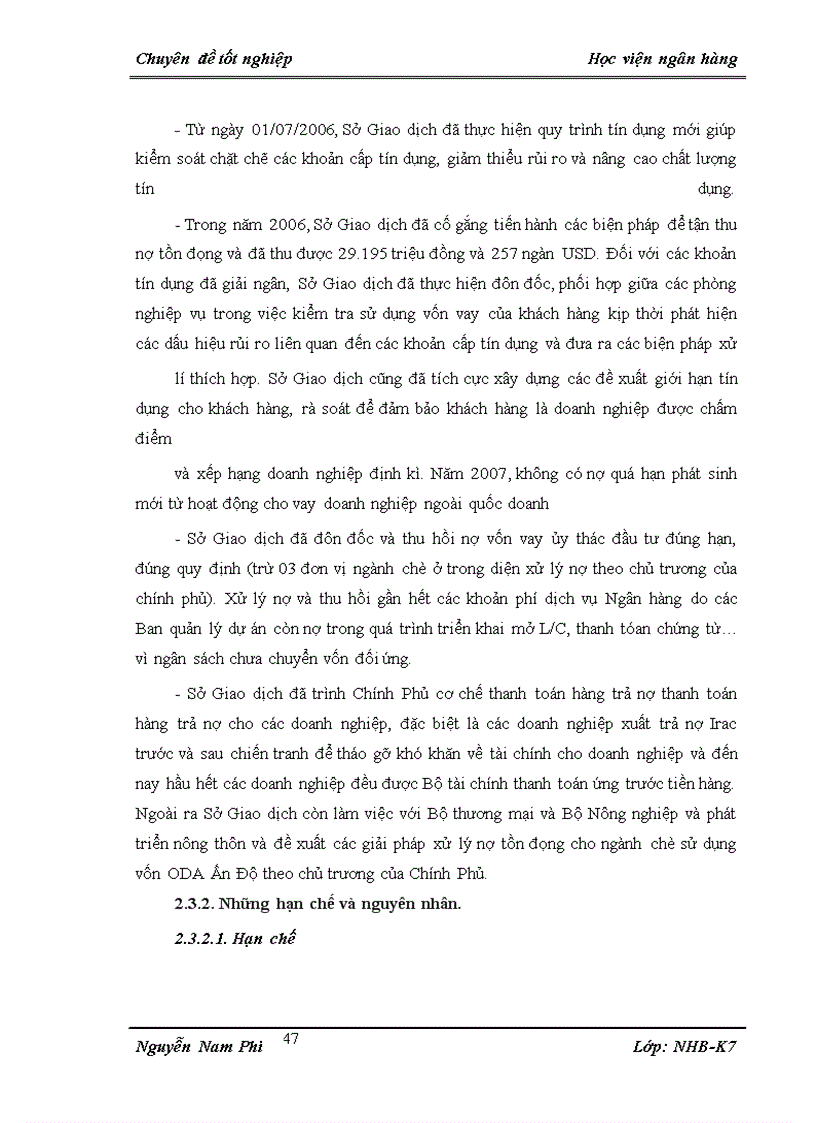 image for page Giải pháp phòng ngừa và hạn chế rủi ro tín dụng tạí Sở giao dịch NHNT Việt Nam
