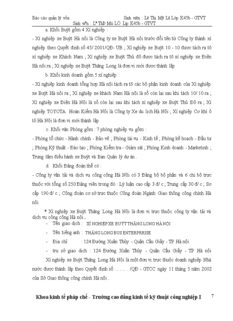 image for page Báo cáo về công tác quản lý cốn tại Xí nghiệp xe Buýt Thăng Long