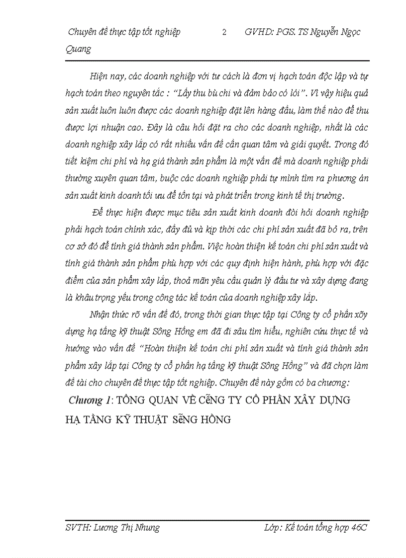 image for page Thực trạng kế toán chi phí sản xuất và tính giá thành sản phẩm tại công ty cổ phần xây dựng hạ tầng kỹ thuật Sông Hồng