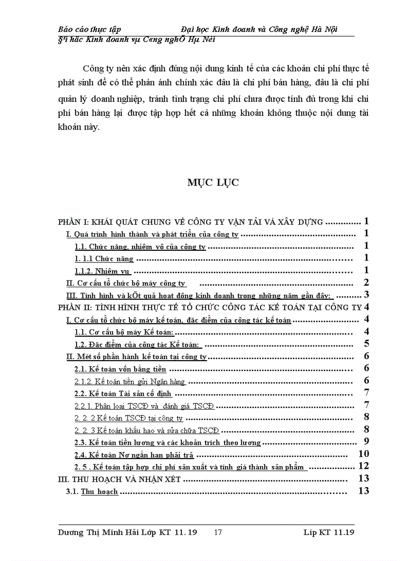 image for page Báo cáo về công ty vận tải và xây dựng