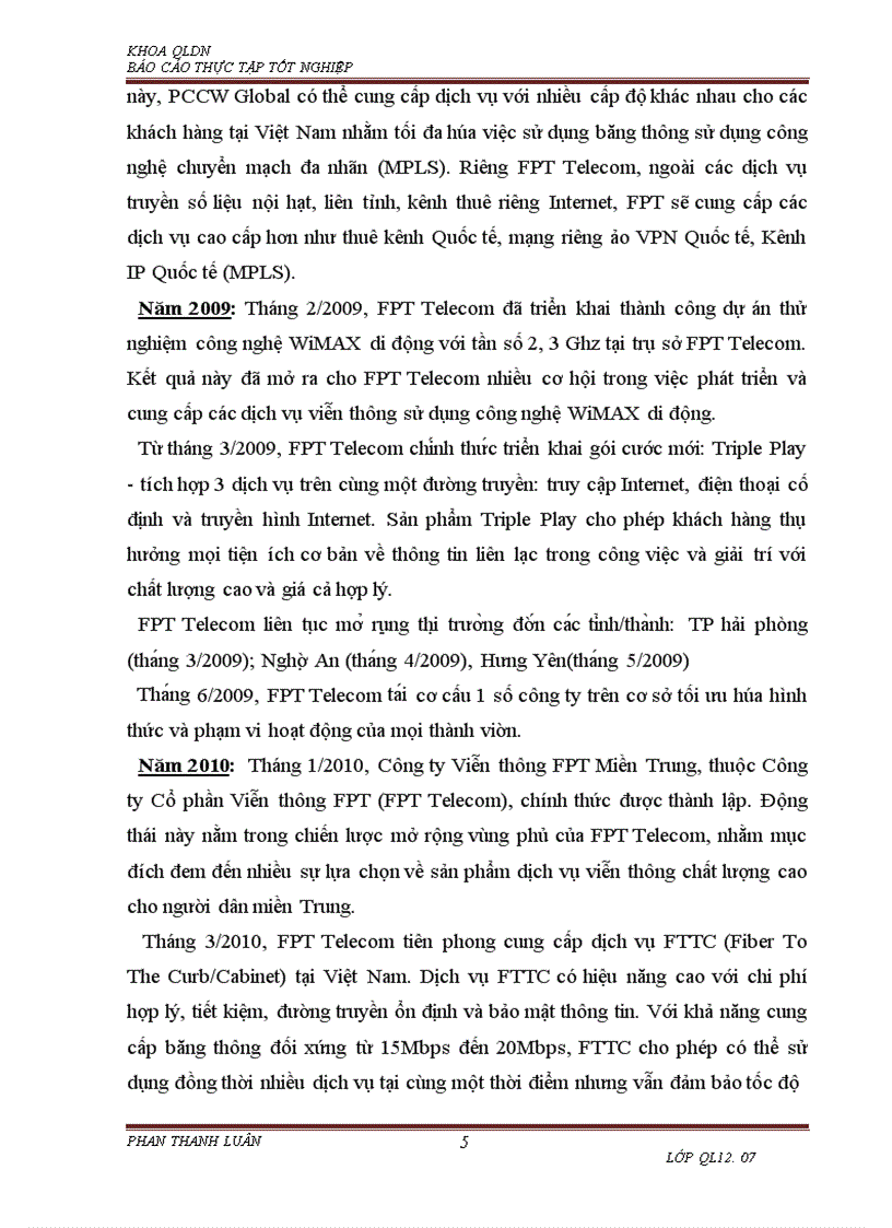 image for page Báo cáo về công ty FPT Telecom