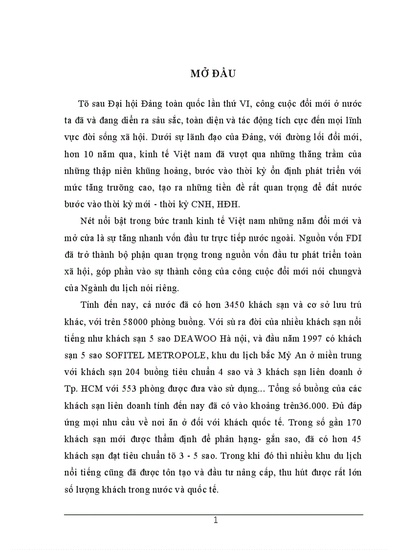 Hiện trạng, giải pháp nhằm thu hút vốn đầu tư trực tiếp nước ngoài vào phát triển du lịch Việt nam