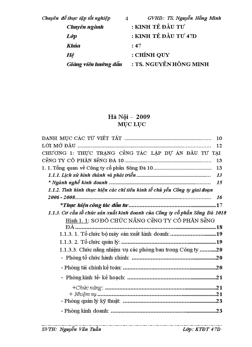 image for page Hoàn thiện công tác lập dự án dầu tưtại công ty cổ phần sông đà 10