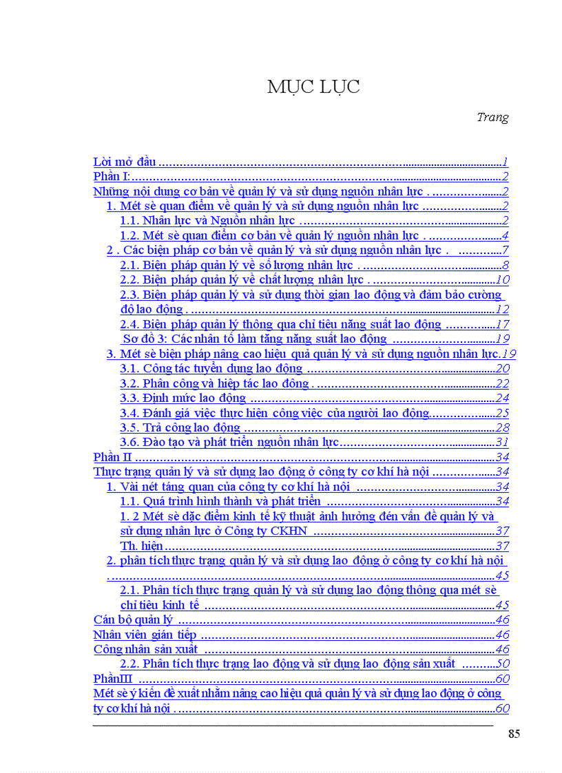 image for page Nâng cao hiệu quả sử dụng nguồn nhân lực tại Công ty Cơ khí Hà nội