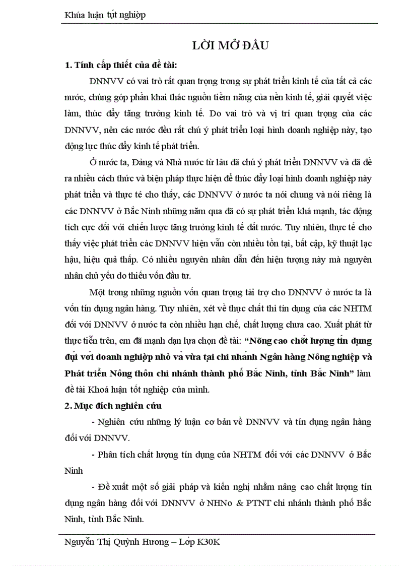 image for page Nâng cao chất lượng tín dụng đối với doanh nghiệp nhỏ và vừa tại chi nhánh Ngân hàng Nông nghiệp và Phát triển Nông thôn chi nhánh thành phố Bắc Ninh, tỉnh Bắc Ninh